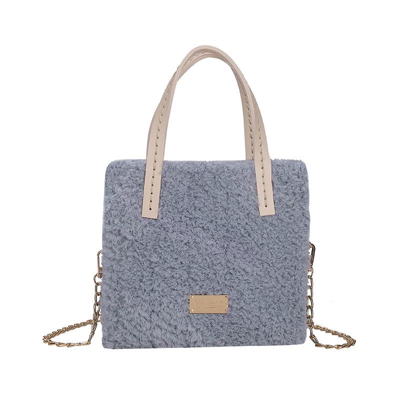 

DIY TikTok-Style Grid Woven Plush Handbag - Fashionable Retro Women s Shoulder Bag светло-серый