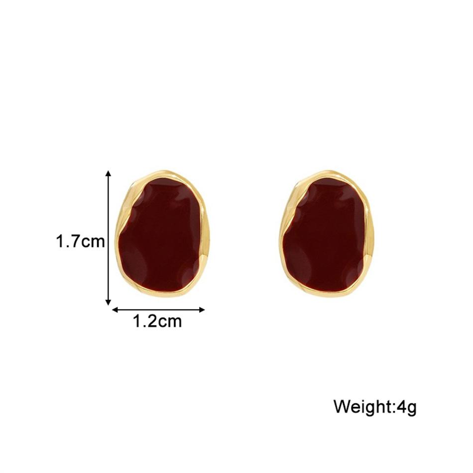 Big Winered Color Irregular Geometry Bean Stud Earrings for Women Ear Jewelry Accessory Girl Gift