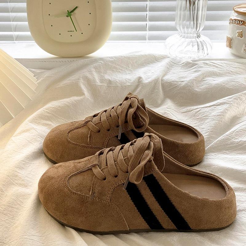 Temperament bag head half slippers women wear new summer and autumn thick bottom lazy one pedal