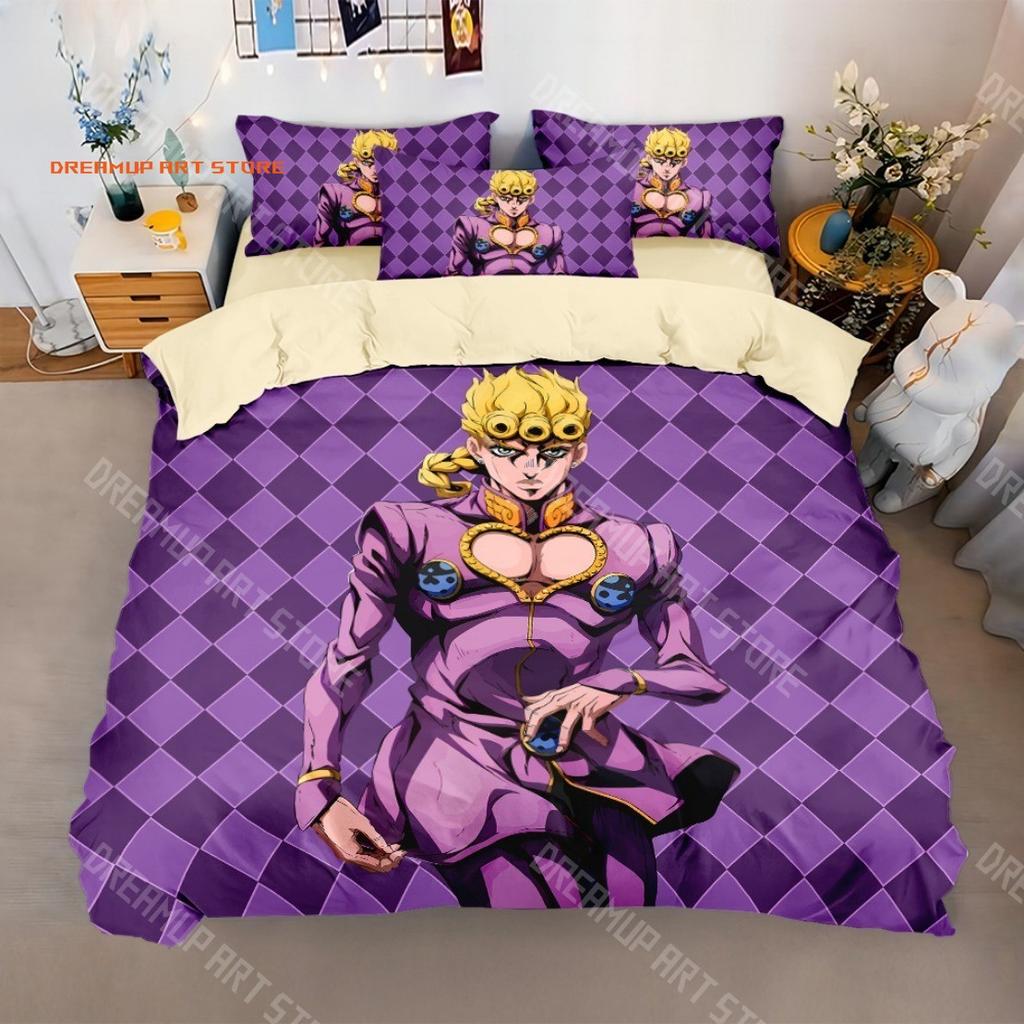 3D Print Anime JoJo Bizarre Bedding Set,Adventure Jotaro Kujo Bedding Set,JoJo Duvet Cover Pillowcase Bed Kids Adult