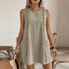 Mini-robe décontractée sans manches à volants avec poches Coupe ample Col rond Été Légère Robe pour femme