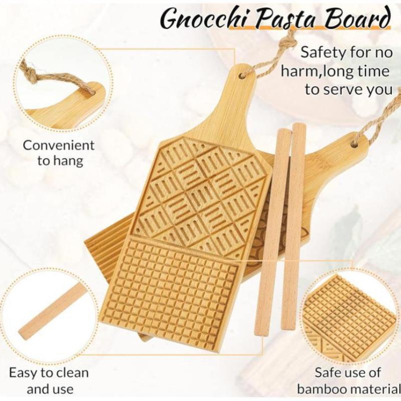 1 Set Bamboo Pasta Making Tools Gnocchi Board Dough Sheeter Kitchen Noodle Maker Shaper Bamboo Chopping Board For Home Use