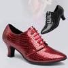 Women's Latin Dance Shoes Ballroom Soft PU Women Tango Jazz Salsa Dance Shoes Middle Heel Ladies Non-Slip Dance Sneakers