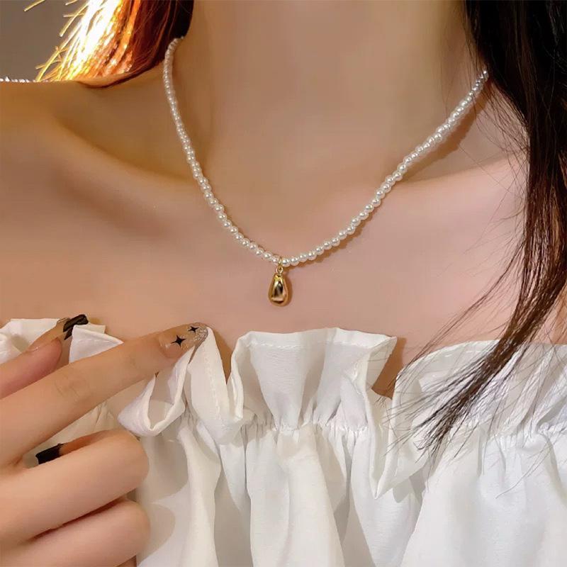 Shijia pearl necklace women's niche design sense fashion temperament collarbone chain neck chain sweater chain bead chain