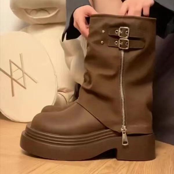 Petite Retro British-Style High-Top Martin Boots for Women - New 2025 Autumn/Winter Slimming Ankle Boots