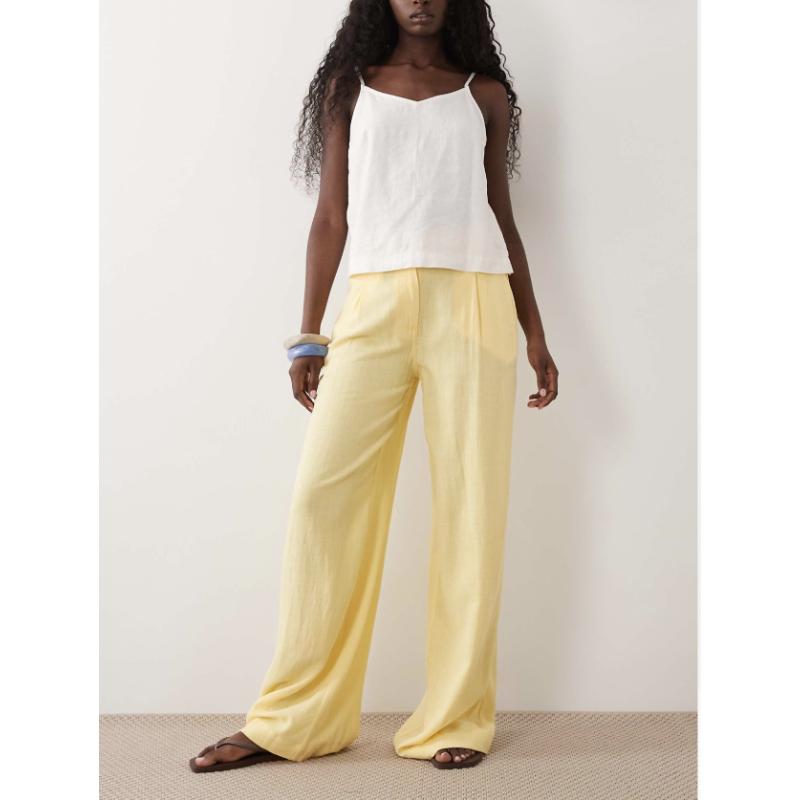 Women Straight Leg Wide Leg Casual Summer Trousers Loose High Waisted Loungewear Vacation Trousers With Pockets