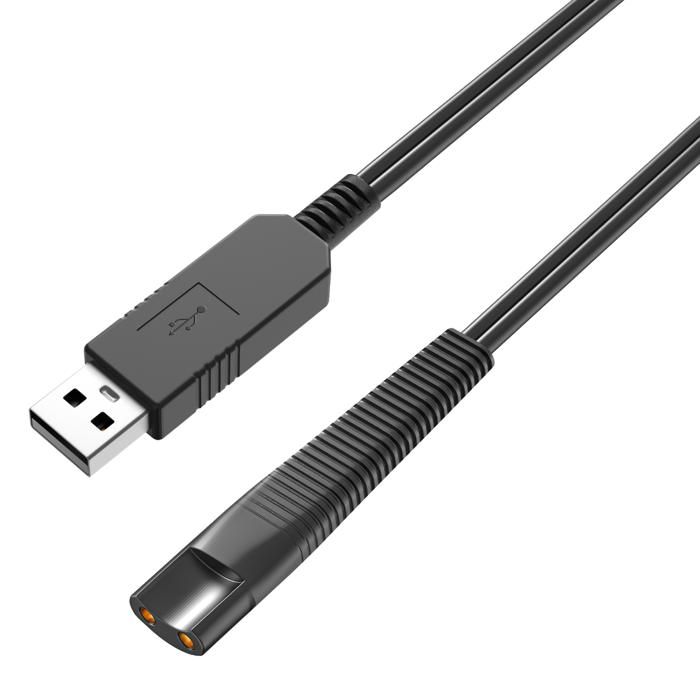 Cablu 12V Compatibil aparat de ras aparat de tuns Braun Seria 1/3/5/6/7/8/9 Silk épil seria 5/7/9 - Cablu Negru USB 1m Phonillico®
