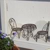 Yousheng Dollhouse Miniature Bistro Table/Chairs/Beach Umbrella Accessories, Metal 1:12 Scale Miniatures, Outdoor Coffee/Tea Furniture, Fairy Garden