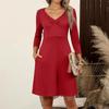 Women's  Casual Loose Comfortable Solid V-Neck 3/4 Sleeve Dress