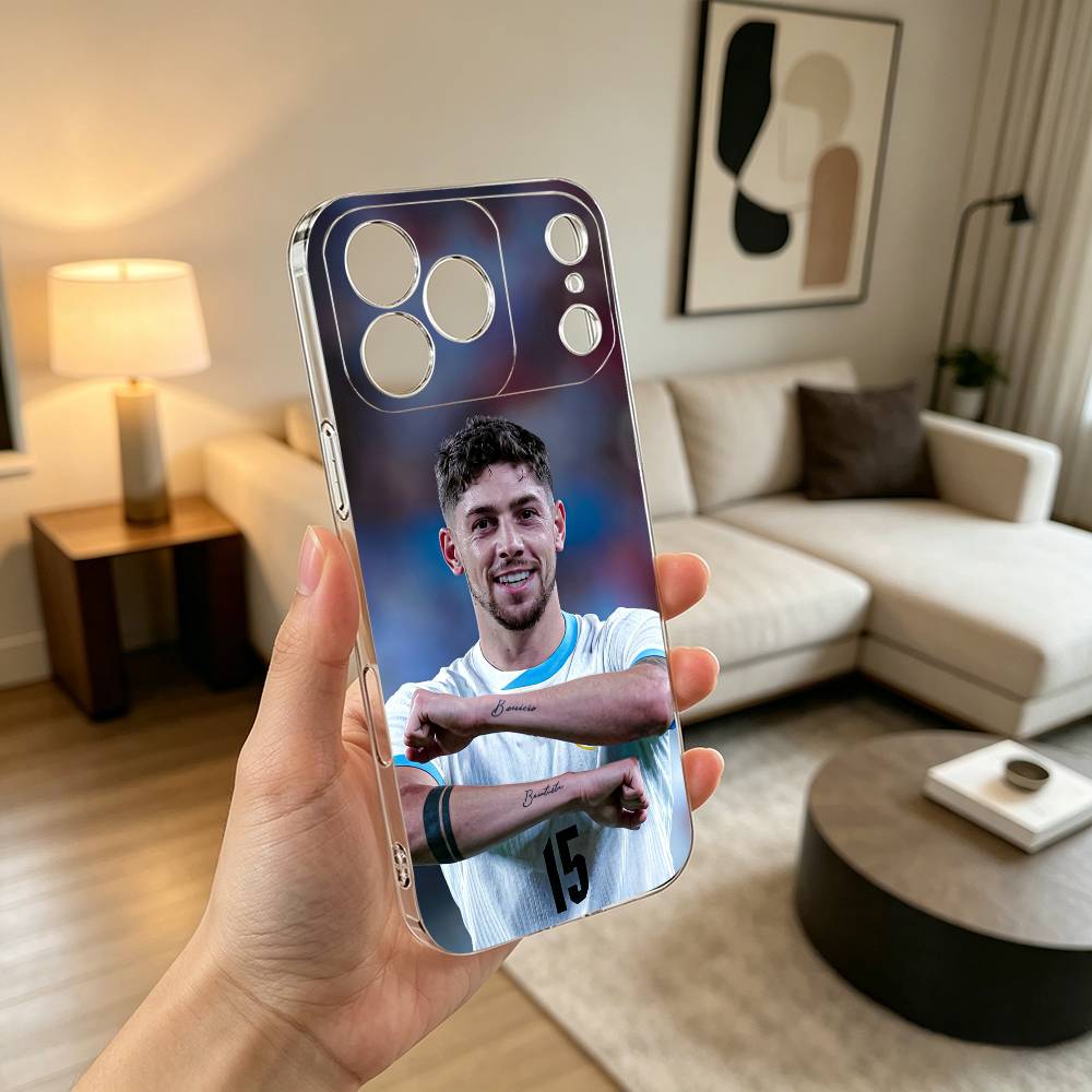 Football Fan f-Federico v-Valverde Phone Case For iPhone 17 16 15 14 13 12 11 Mini Pro Max Plus Transparent Cover