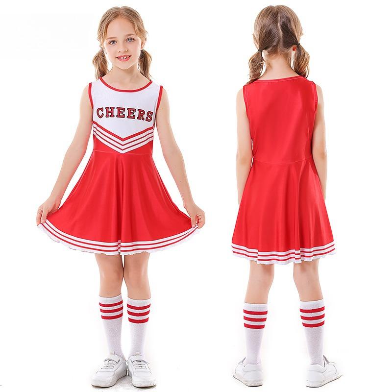 Kids Girls Cheerleaders Cheerleading Football Baby Dress Children Christmas New Year Halloween Cosplay Costumes Performance Role Play Outfit