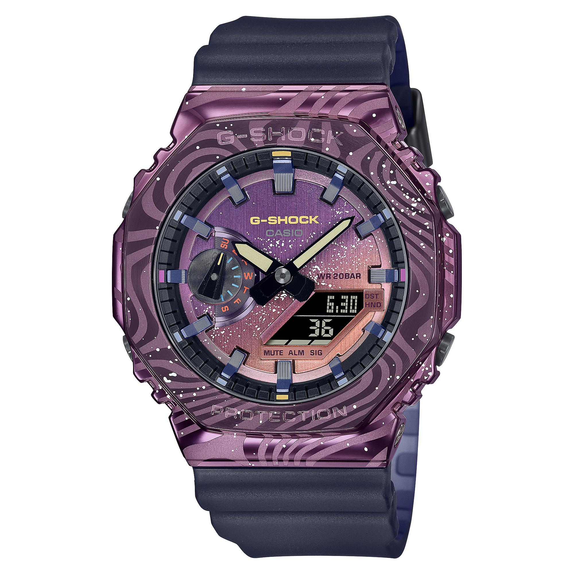 

Casio G-SHOCK Men s Stainless Steel 200M Water Resistant Analog Shock Resistant Quartz Watch GM-2100MWG-1A фиолетовый