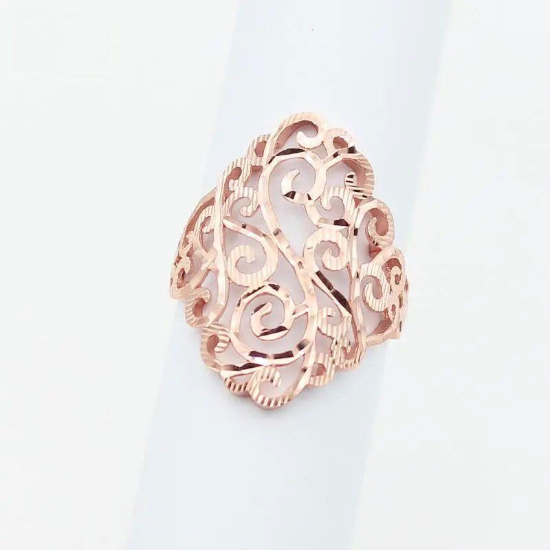 Фиолетовое Золото Автомобильный Цветок Полый Узор Кольцо Простой Характер Позолоченное Розовым Золотом Широкая Версия Преувеличенное Кольцо Украшения Женские opening adjustable