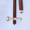Designer Solid Brass Long Head Handle Walking Stick – Red Wooden Two-Fold Shaft Cane, 90 CM, Best for Gift