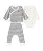 Petit Bateau Baby Set 6 Months 3-Piece A0EC6, Off-White/Navy, 67cm,