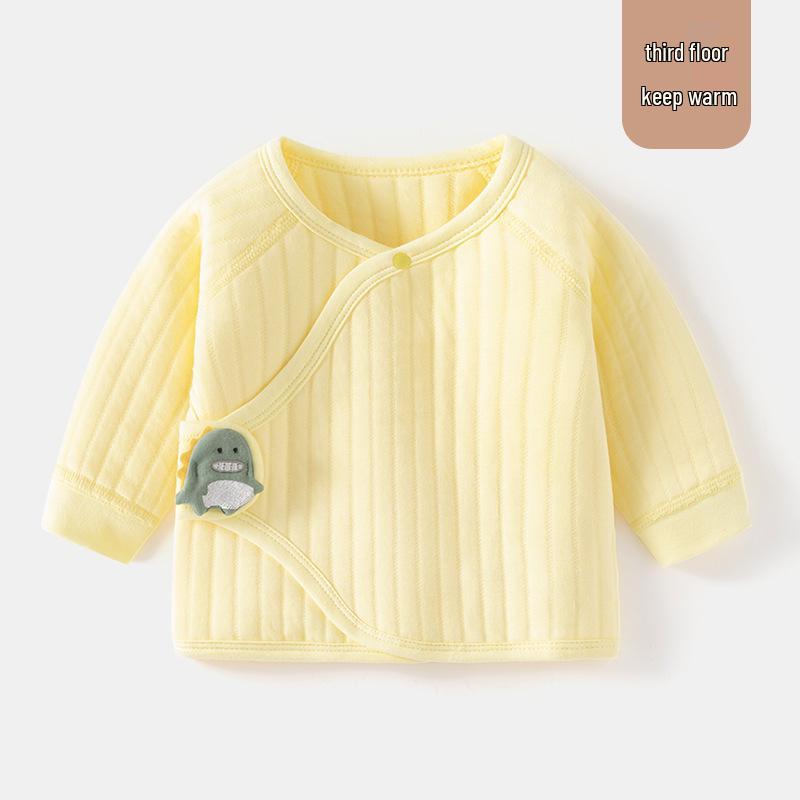 Tagless Pure Cotton Newborn Half-Back Clothes, Monk Style Top for Boys & Girls, Autumn/Winter Pajamas