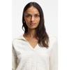 BoSS Women S Checked Texture Johnny Collar Sweater Open White