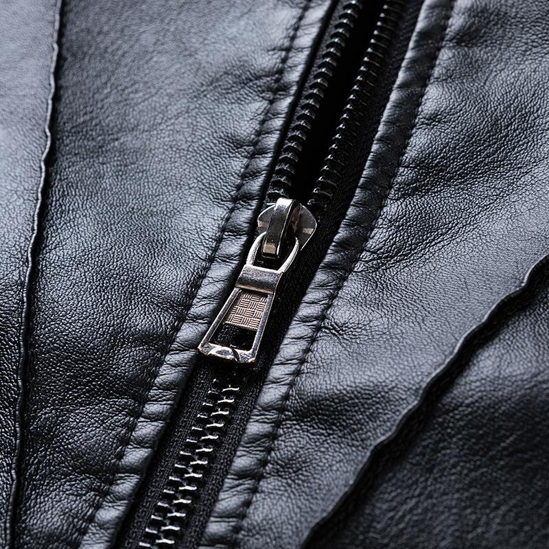 Spring and autumn men's leather jacket men's fashion stand-up collar casual leather jacket one piece pu velvet