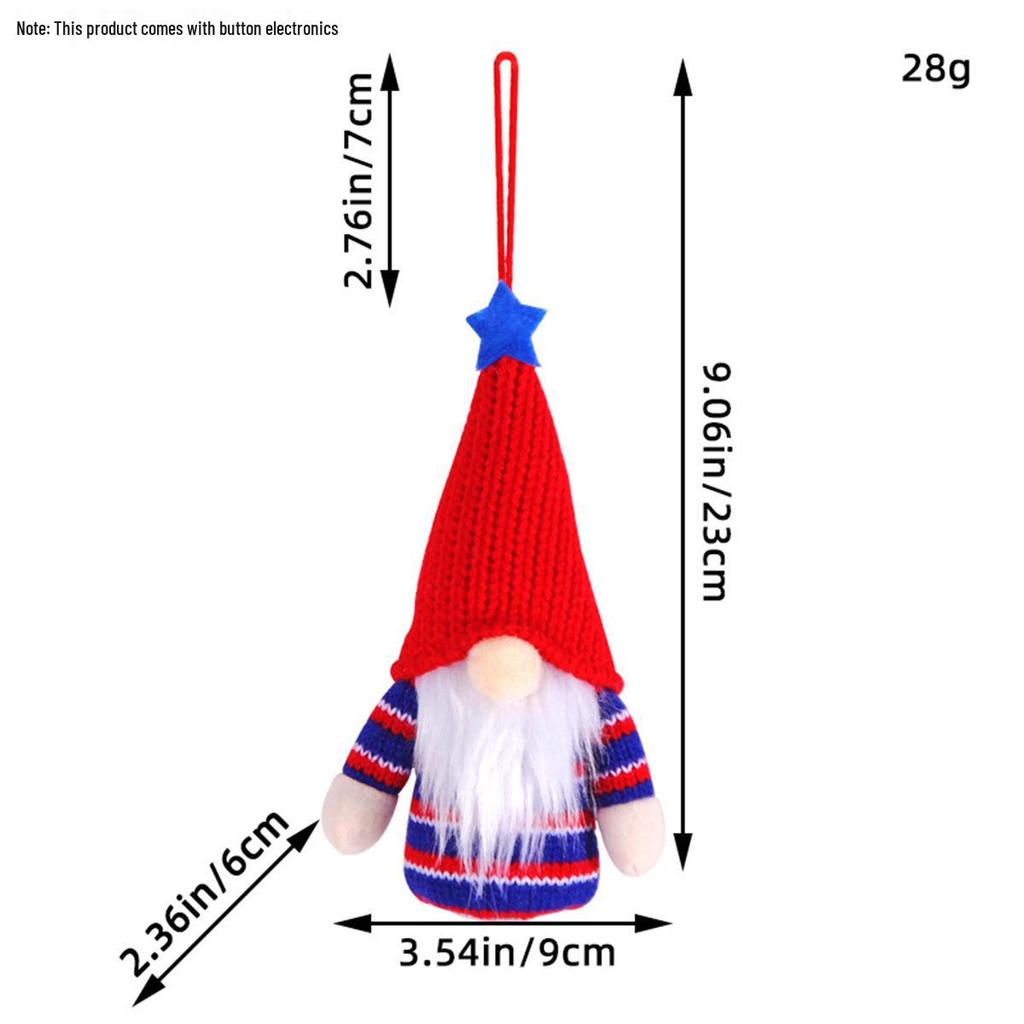 Patriotic Flag Dwarf Doll: Striped Faceless Ornament for Independence Day