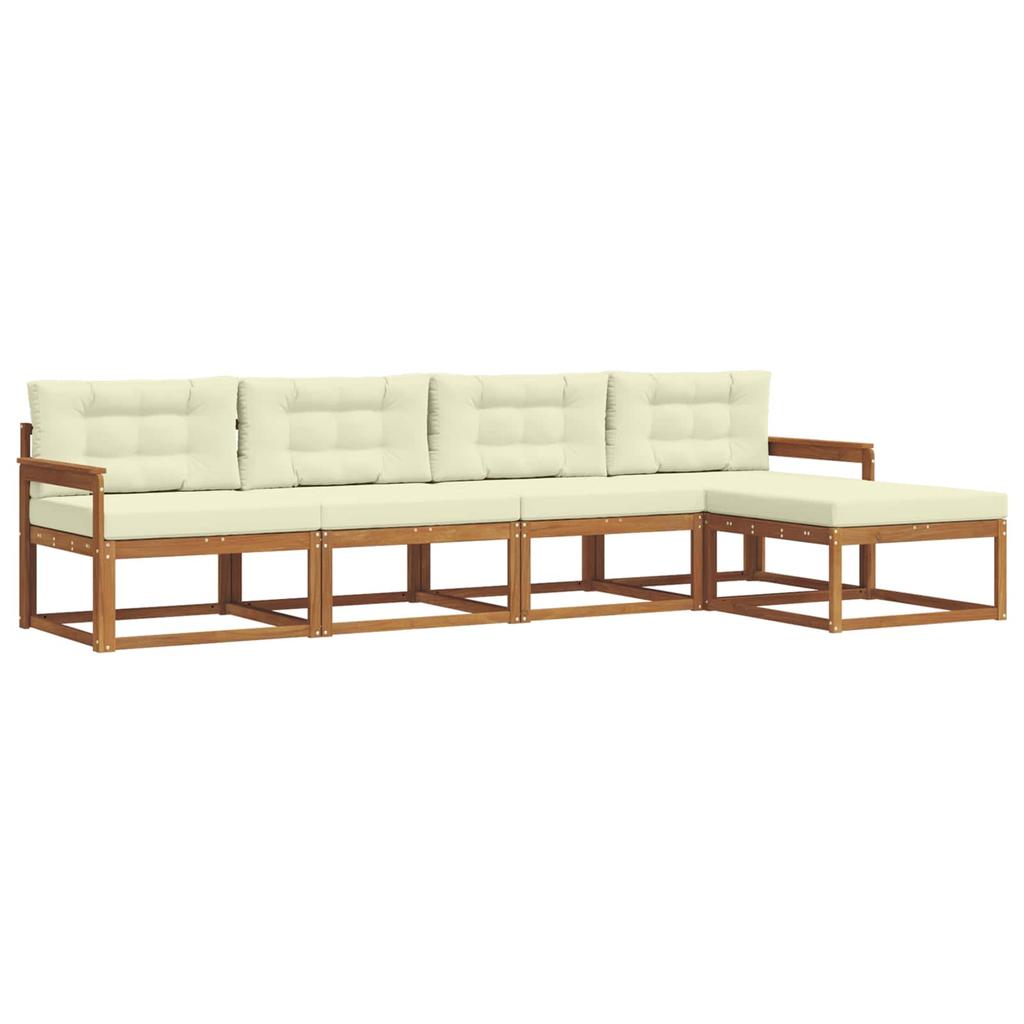 Outdoor Sofa Set with Cushions 5 pcs Natural and Cream