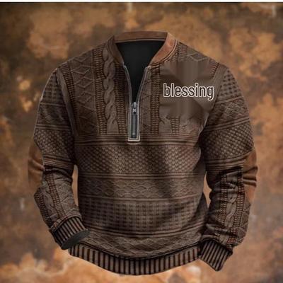 3D Digitaldruck Halber Reißverschluss Strick Herren Mode Hoodie 2026