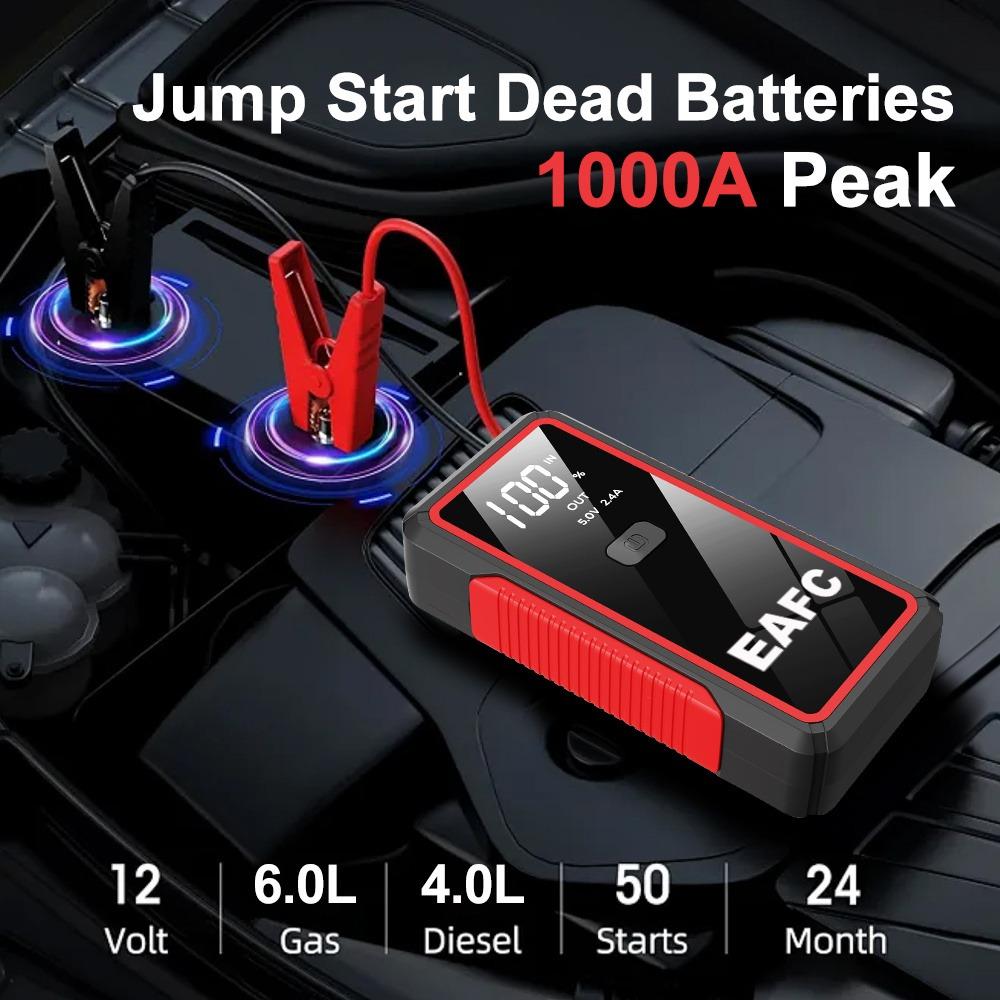 10000mah 12V Portable Charger Emergency Car Jump Starter Booster for Car Battery, Car Jump Box Device Power Bank for 6.0L Gas/4.0L Diesel Car