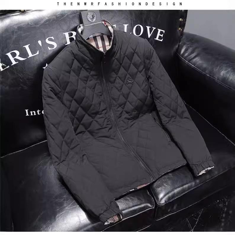 European Winter Men's Black Cotton Jacket - Short, Warm, Trendy, and Solid Color Outerwear