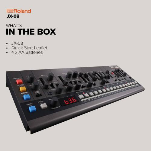 Roland JX-08 Synthesizer: Authentically Reproduces the Sound of the JX-8P, Battery-Powered, and Equipped with a Portable Speaker