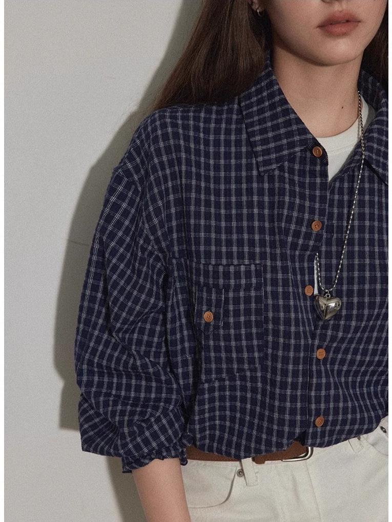 2026 Retro Classic Plaid Loose Shirt Jacket for Women - Versatile Layering Top