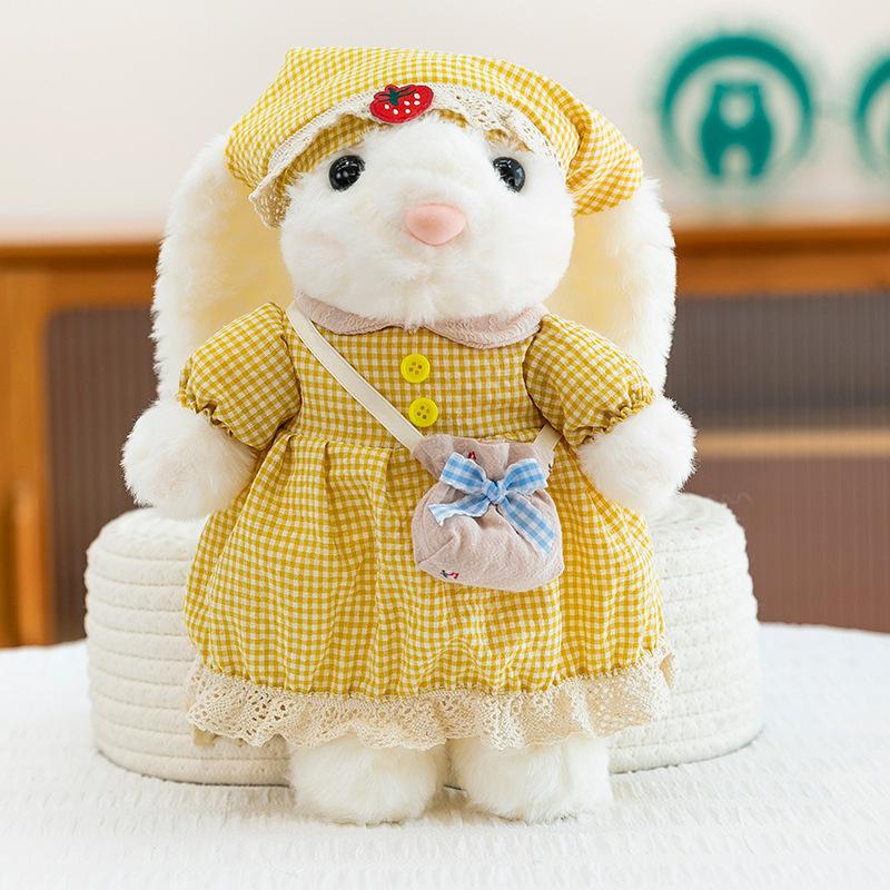 New dress bunny plush toy cartoon overalls long-eared rabbit doll soothing doll