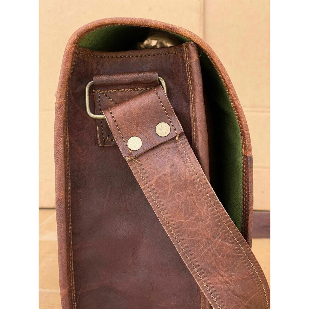 Vintage Brown Messenger Shoulder Laptop Bag Briefcase Designer Bag Men's Leather