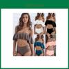Elegant Women Bikini Push-up Ruffle Off Shoulder Swimwear Swimsuit Padded Bathing Suit