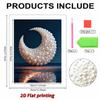 DIY Diamond Art Pearl Painting Kit for Adults,  Moon Over The Sea Special Shaped Pearl Art Painting Wall for Home Office Decor Handmade Gift