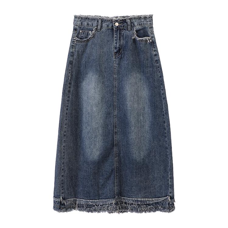 Fei Yuan Women s Versatile High-Waist Denim Skirt with Pockets - Spring/Summer Fashion S