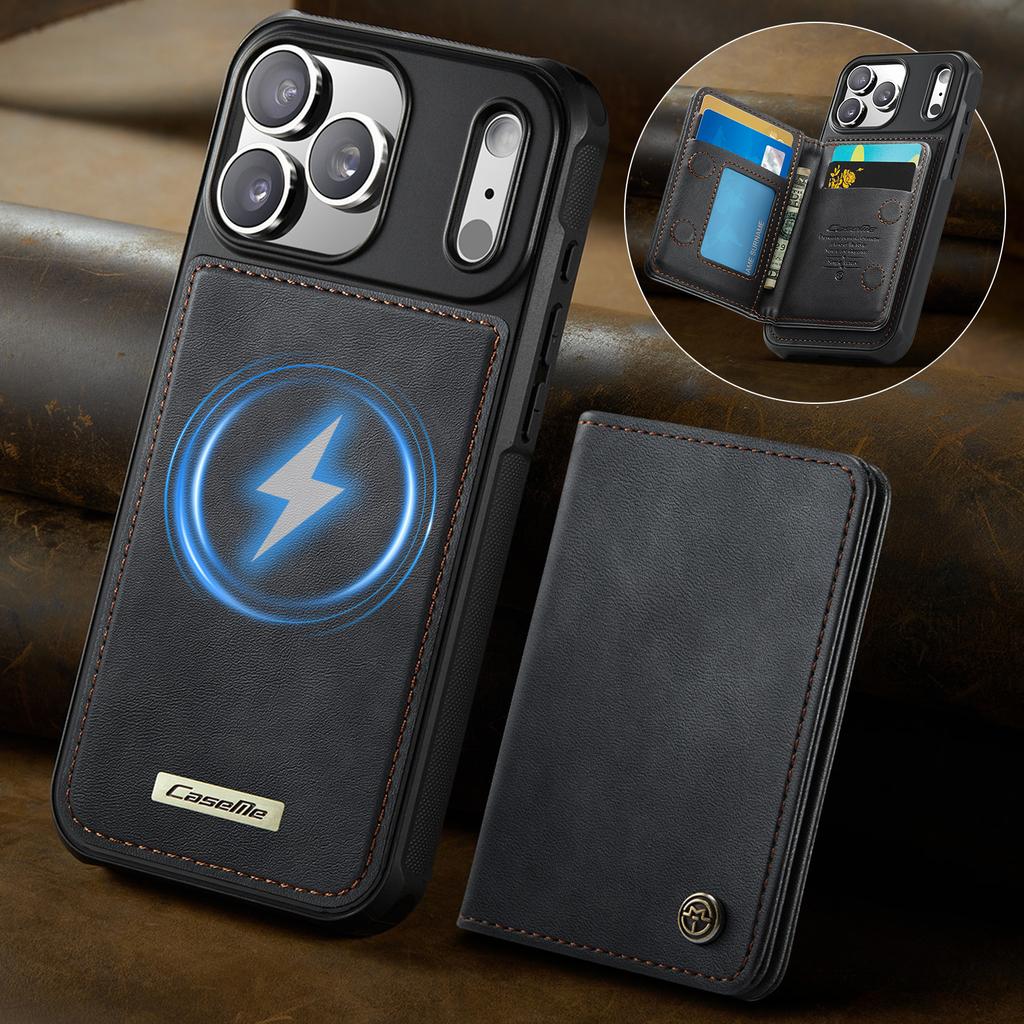 For iPhone 17 Pro Magnetic Case CASEME ME80 Series Leather PC TPU Phone Cover with Detachable Wallet