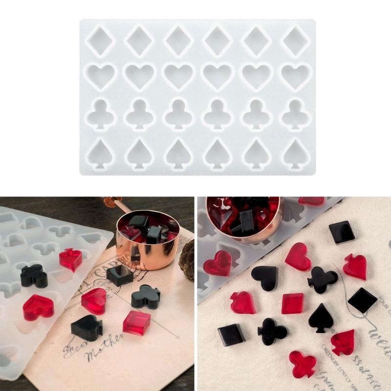 Herz Pik Kreuz Gewachste Pelletsformen Poker Silikonform Epoxidharze Gießformen für Schokolade Fondant Kuchen