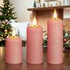 3Pcs LED Candles Timer USB Rechargeable Flickering Flameless Romantic Pillar Candle with USB Cable Flickering LED Pillar Candles