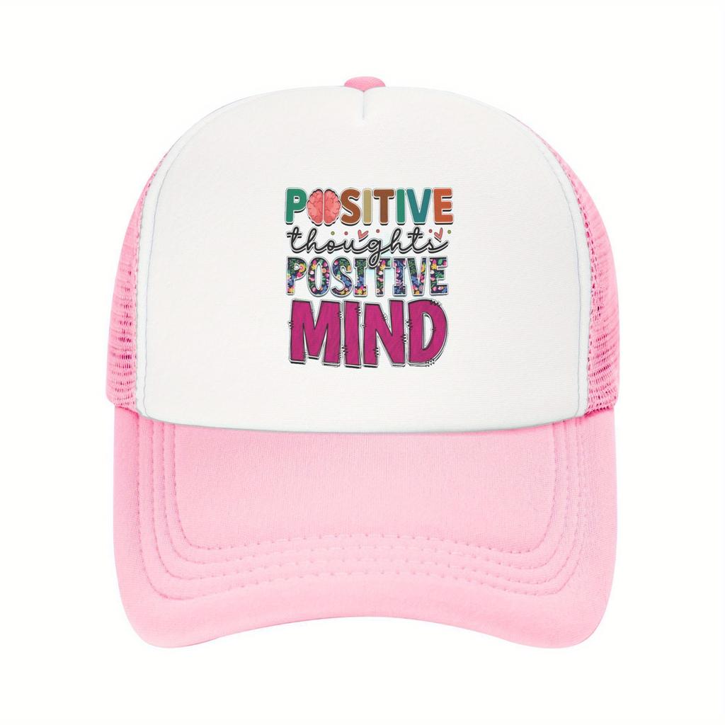 Positive Thoughts Positive Mind Mesh Trucker Cap Breathable Baseball Hat Casual Outdoor Adult Headwear Unisex