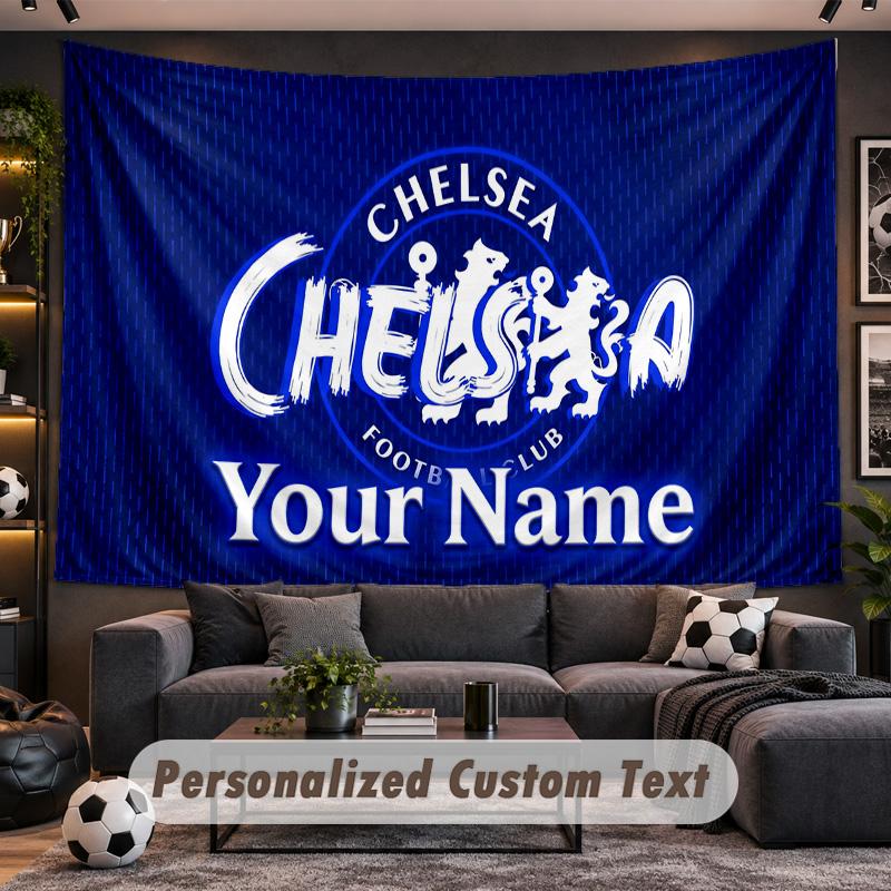 Chelsea FC Personalized Tapestry Support Custom Name, Wall Art Home Decoration
