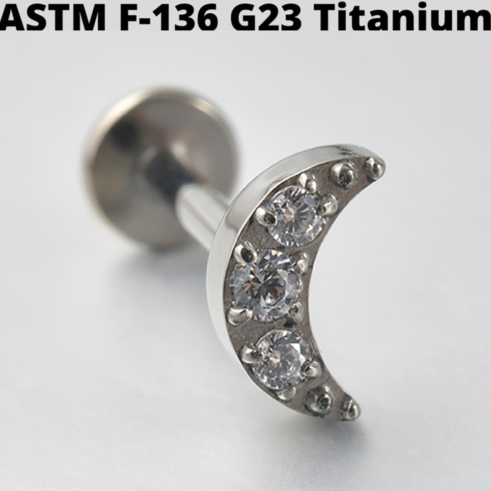 Cz Four Pointed Star G23 Solid Titanium Cartilage Earrings Stud 16G Internally Threaded Sun Helix Ear Tragus Piercing Jewelry