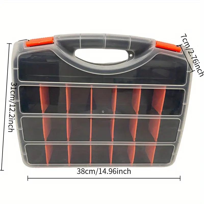 15 Inch Portable Plastic Tool Parts Box PC Organizer Adjustable Detachable Chest Case for Tool Hardware Fastener Screw