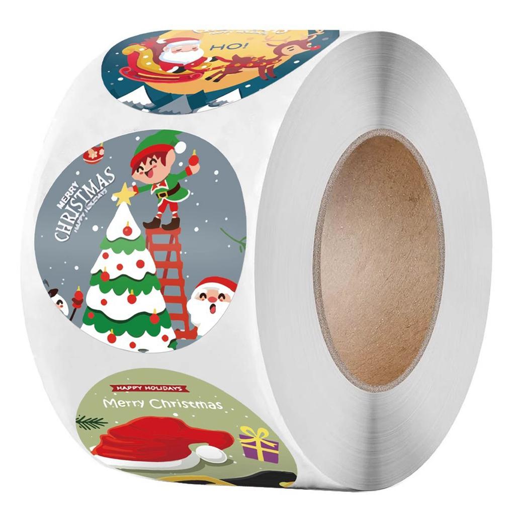 500PCS Waterproof Christmas Gift Tags 1.5x1.5in Self Adhesive Gift Tags for Wrapping Paper Festival Birthday Holiday Decor
