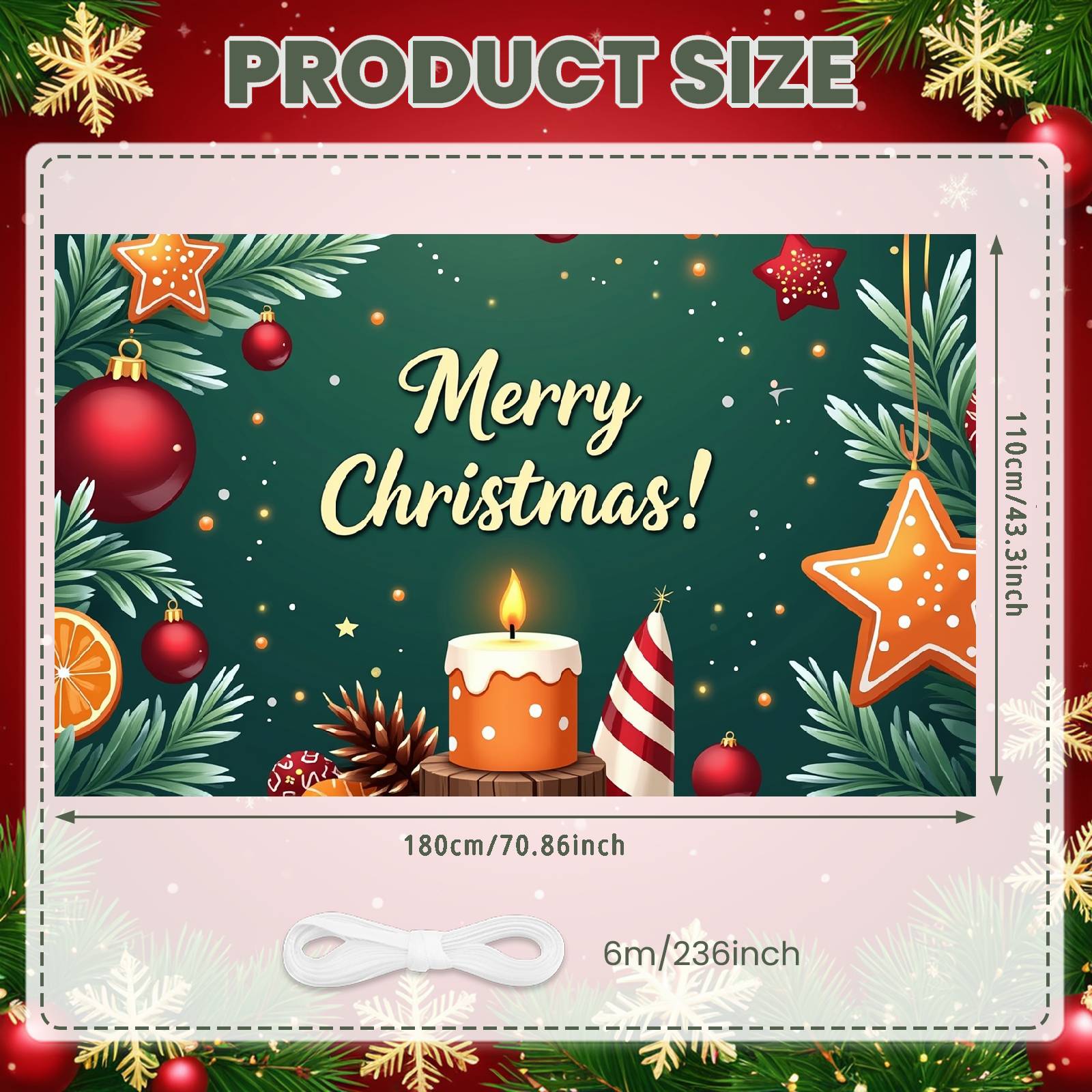 Festive Background Red Ornaments Christmas Decor Holiday Prop Green Theme Xmas Scene For Winter Festival Christmas Party Xmas