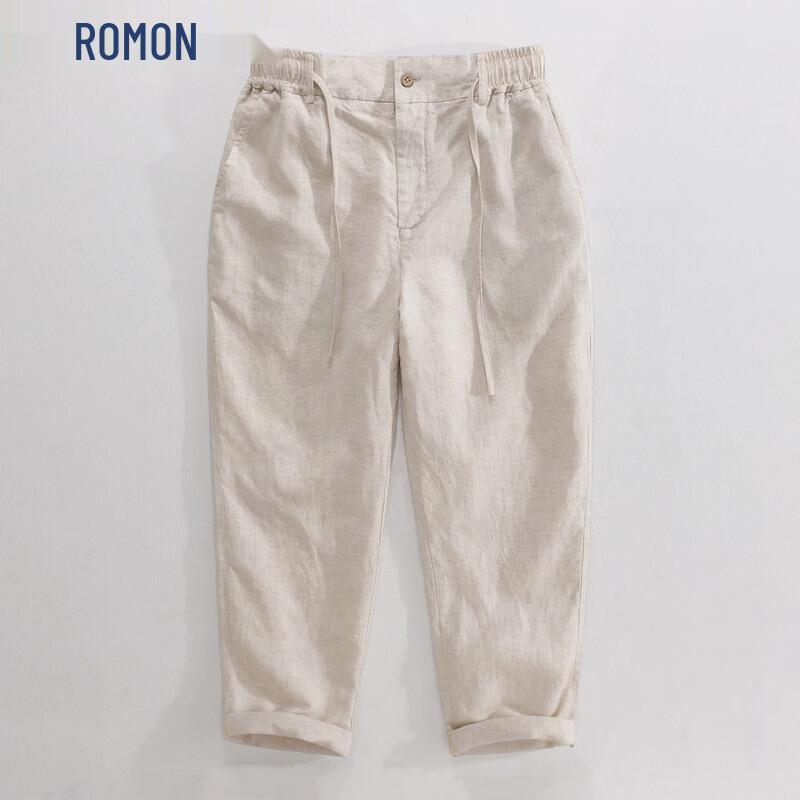 Romon Men s Tencel Lyocell Linen Casual Pants XL
