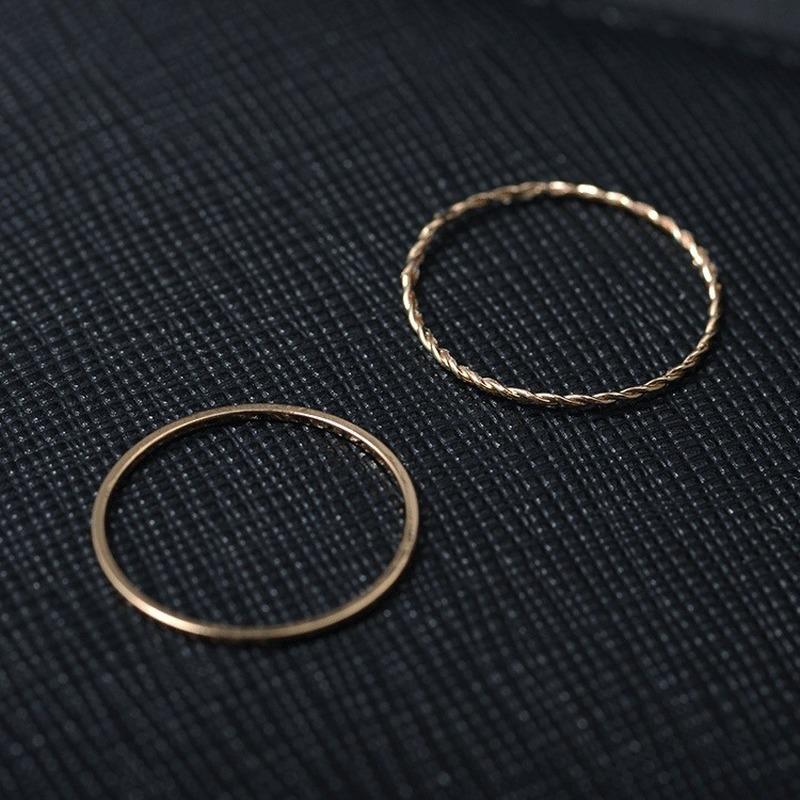 2 Pcs/set Metal Plating Ring Temperament Simple Joint Ring Female Bridal Sets Ring Fine Tail Ring
