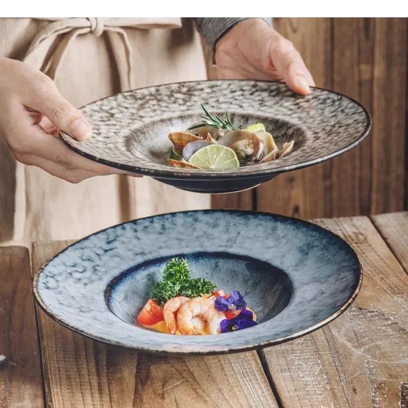 Ceramic Dinner Plate Restaurant Thick Soup Pasta Dessert Dish Snack Plates Sushi Specialty Tableware