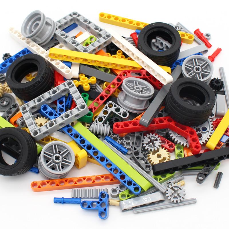 High-Tech Plastic Building Blocks Bricks Car Tires Gear Liftarm Beam Cross Axle DIY Assembling MOC Bulk Technology Set Toys