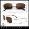 SA106 Men's Retro Vintage Narrow Rectangular Pongee Metal Sunglasses, All Black, 5 12" (140mm) x 1 14" (32mm)