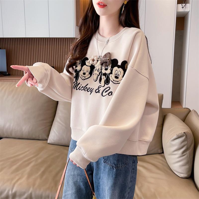 Women Casual Loose Long Sleeve Cropped Trendy Pullover Sweatshirt