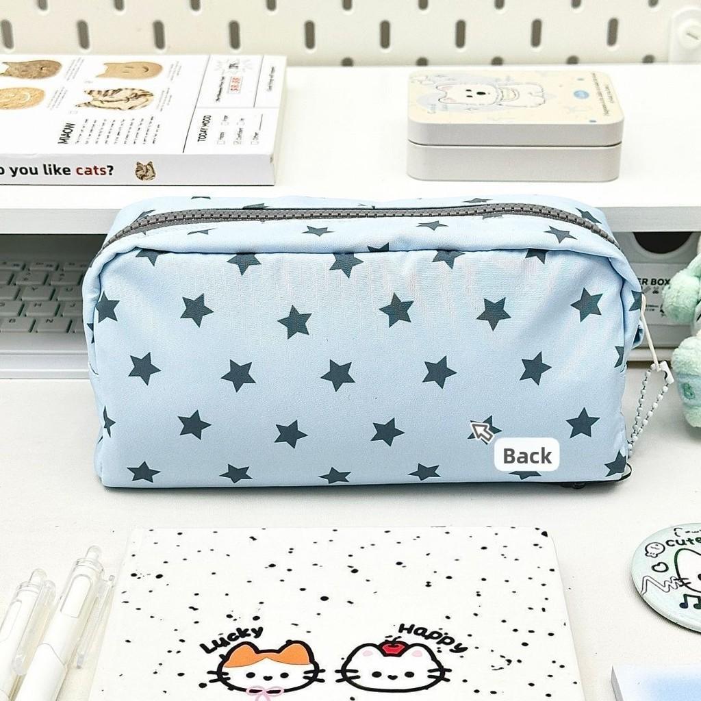 Starry Dot Cat Pencil Case With Fabric Material For Students And Girls